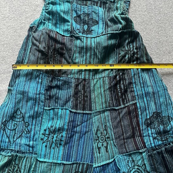 NWT Ananta Romper  Women's L/XL Patchwork Teal Blue Black Pockets Boho Hippie - Picture 12 of 16